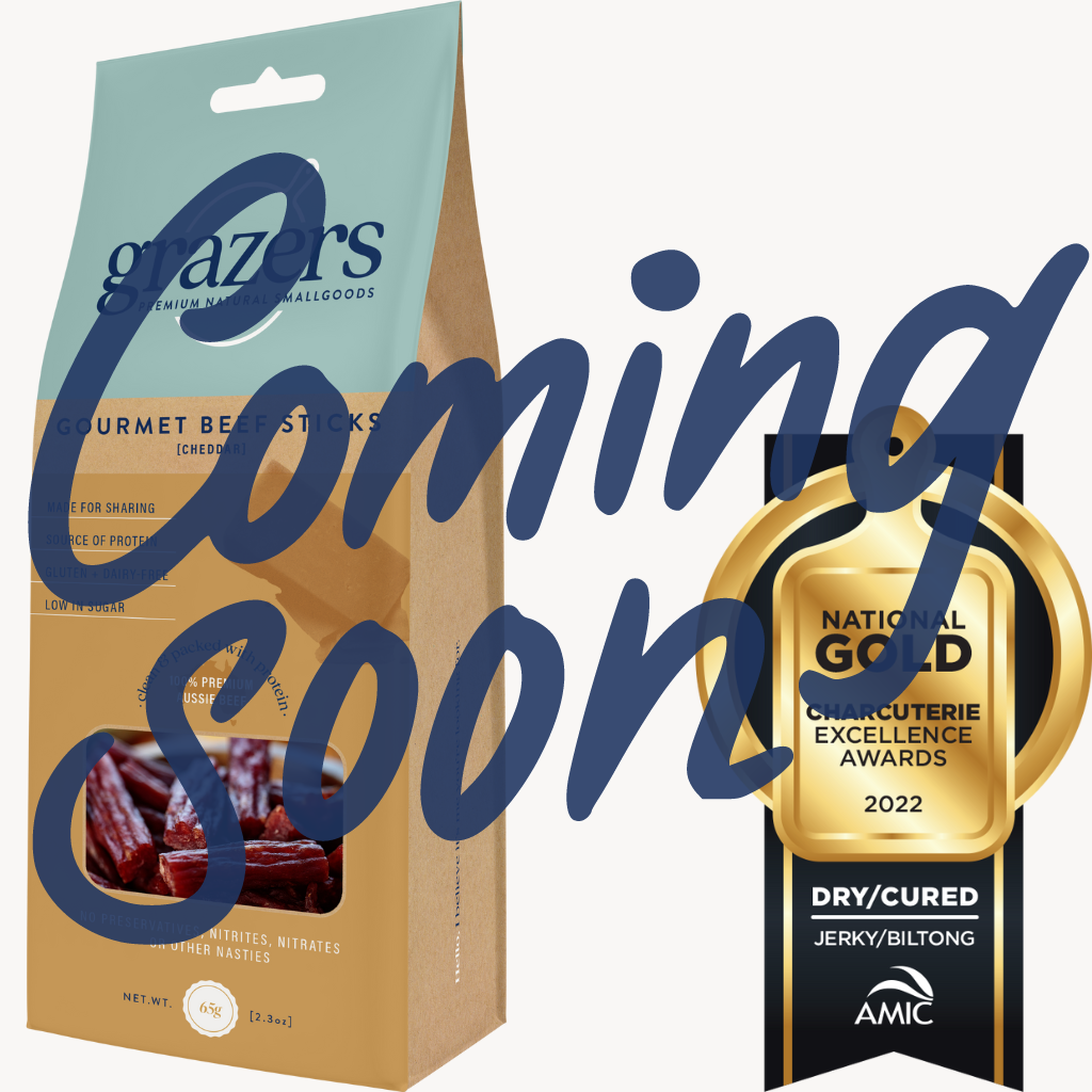 COMING SOON Grazers Gourmet Beef Sticks 65g [Cheddar]